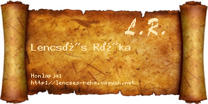 Lencsés Réka névjegykártya